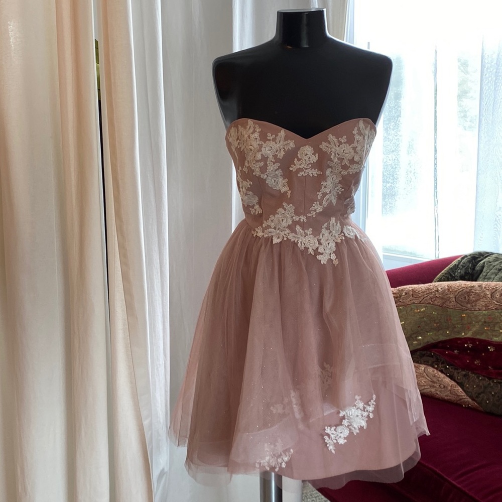 Strapless short tulle dress by Alfred Angelo, Approx. Sz 6. (Gently worn)